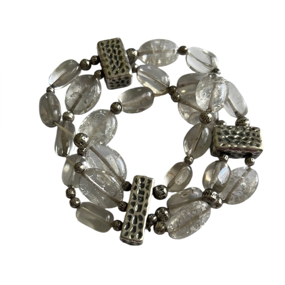 B1600 Silpada .925 Sterling Silver Crystal Quartz Stretch Bracelet Excellent